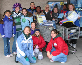 Volunteers with WalMart employees